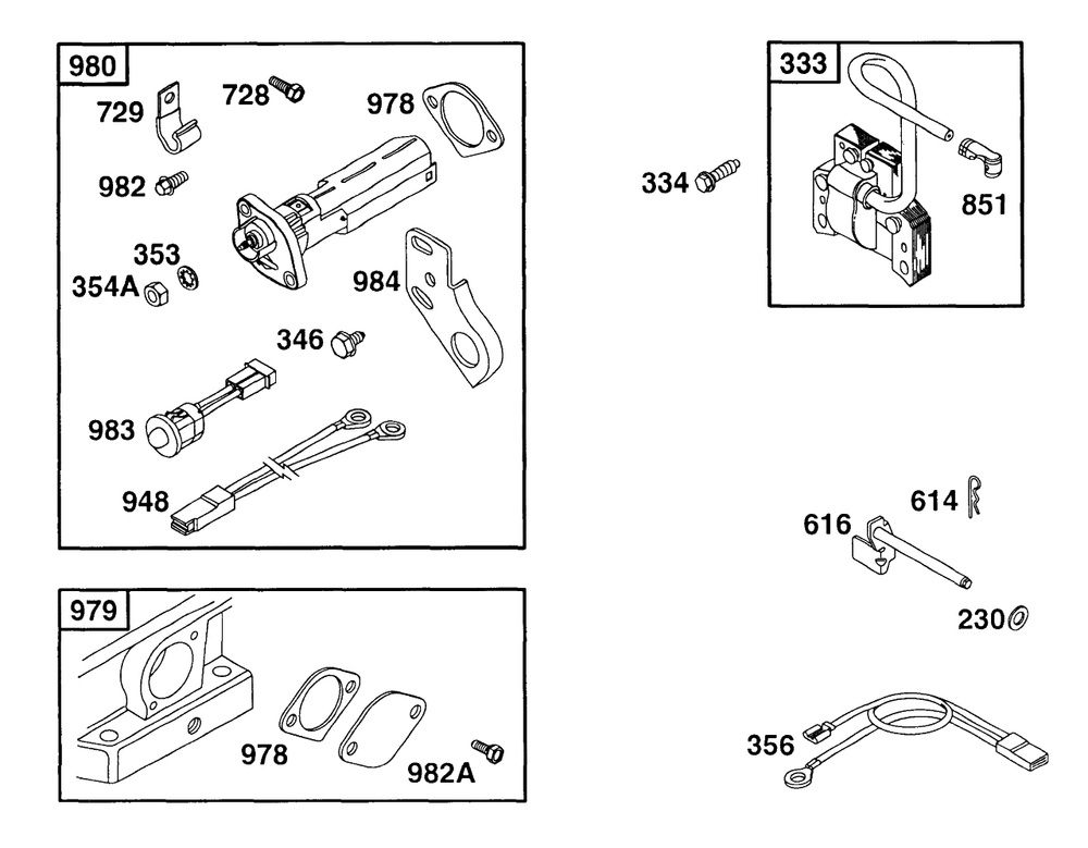 Oil Gard, Elect Diagram and Parts List for 19B412-0567-XX  Briggs and Stratton Engine